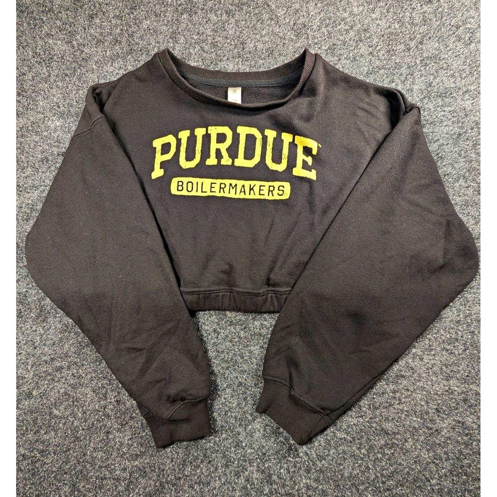 ZooZatz Purdue Boilermakers Cropped Crewneck Sweatshirt Black Gold Wom Size M